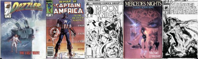 BILL SIENKIEWICZ covers; Dazzler #31, Marvel Fanfare #44, Moon Knight #18, Moon Knight #7, Mercedes Nights HC 1987, Marvel Fanfare/MoonKnight